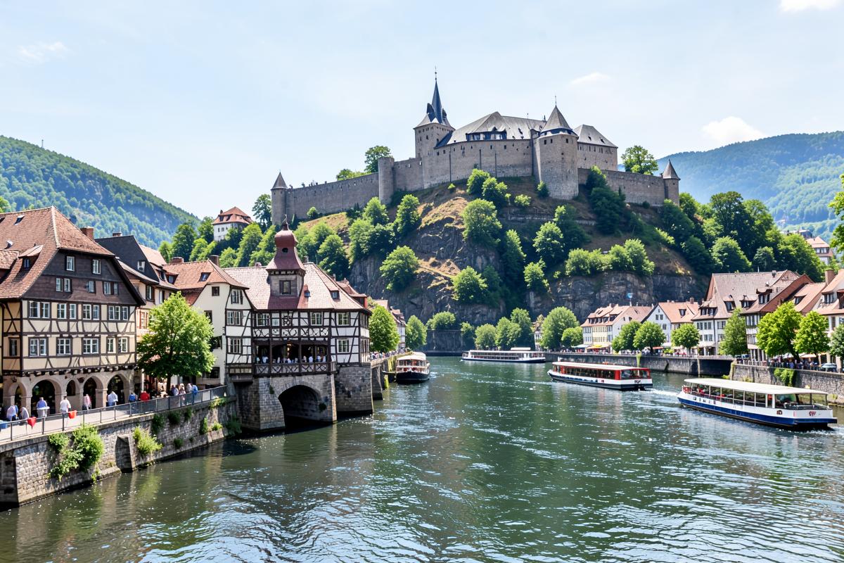 Koblenz am Zusammenfluss von Rhein und Mosel mit Festung